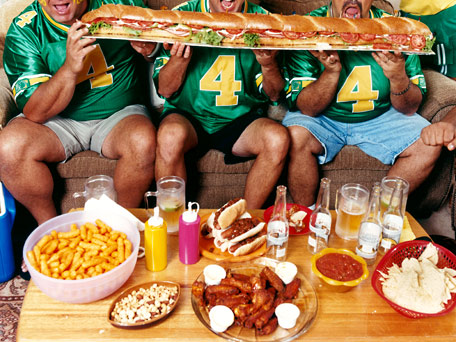 Enjoying Super Bowl Food